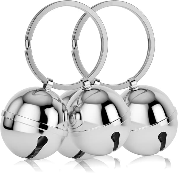 Hundhalsbandsklockor, 2-pack extra högljudda hund- och kattklockor för spårning (silver)