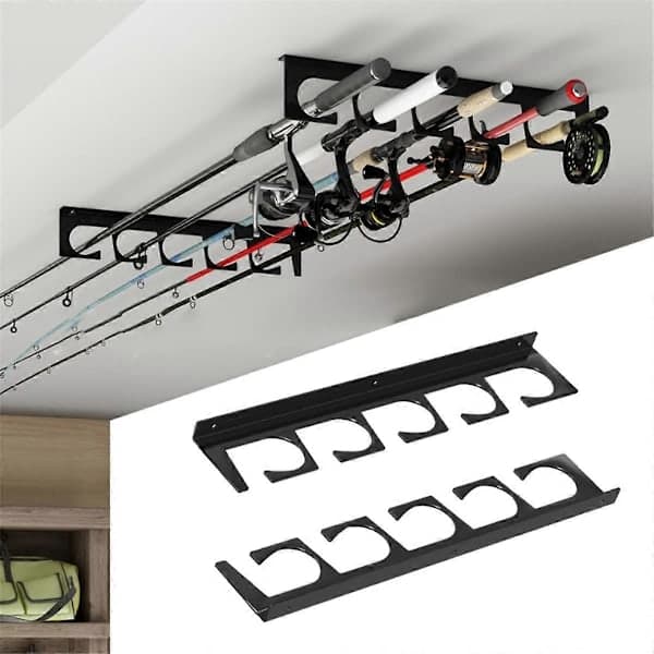Wrought Iron Fishing Rod Holder, Wall or Ceiling Mountable