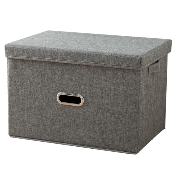 Foldable Storage Box Linen Fabric Clothes Storage Basket with Lid