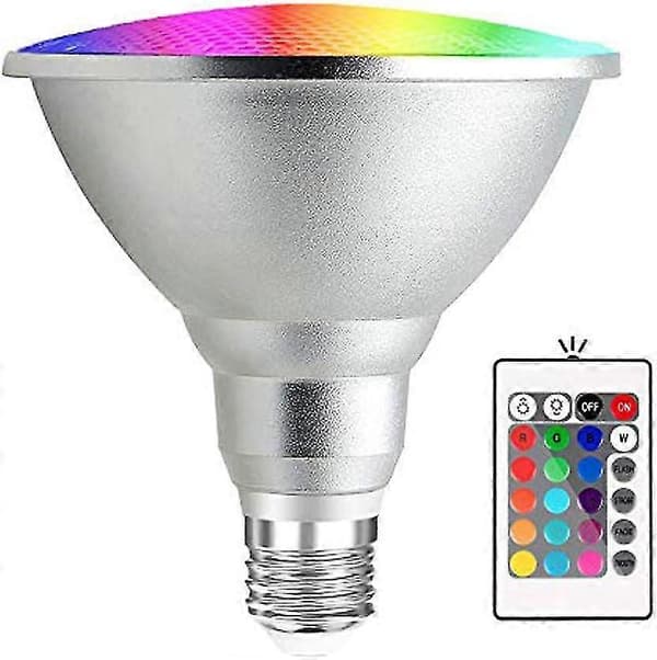 20W Waterproof RGB E27 Par38 LED Bulb with 24-Button IR Remote Control (RGB and Cool White) [Energy Class A+]