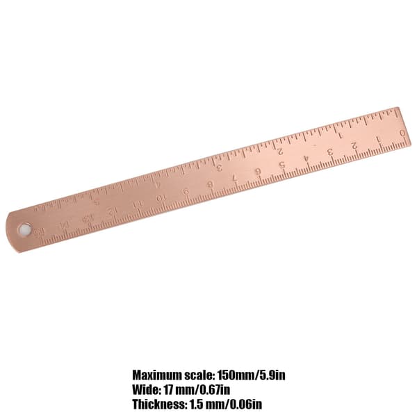 Thickened Straight Copper Ruler 0~150mm Mini Copper Ruler Drawing Accessories Copper 15cm Scale 1.5mm Thick
