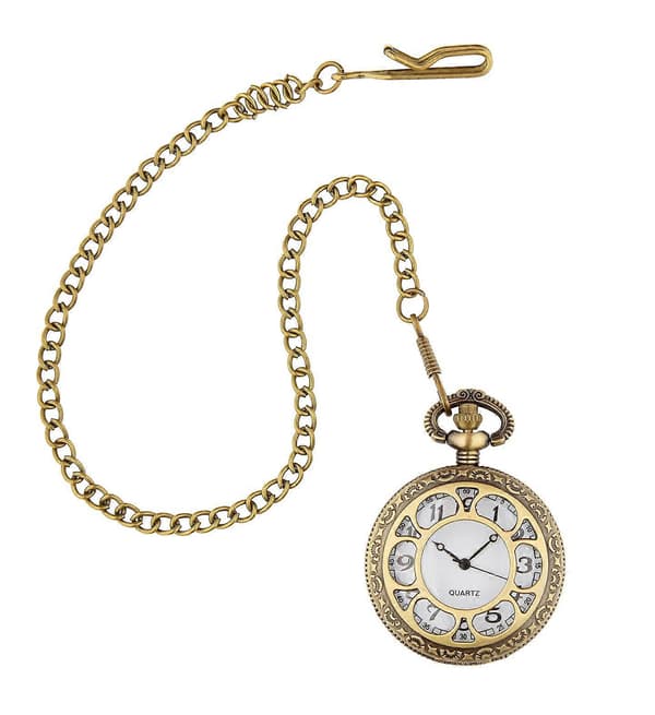 Mekanisk lommeur med kjede, retro, steampunk, tilbehør for karneval, temafester og mye mer. [DB]
