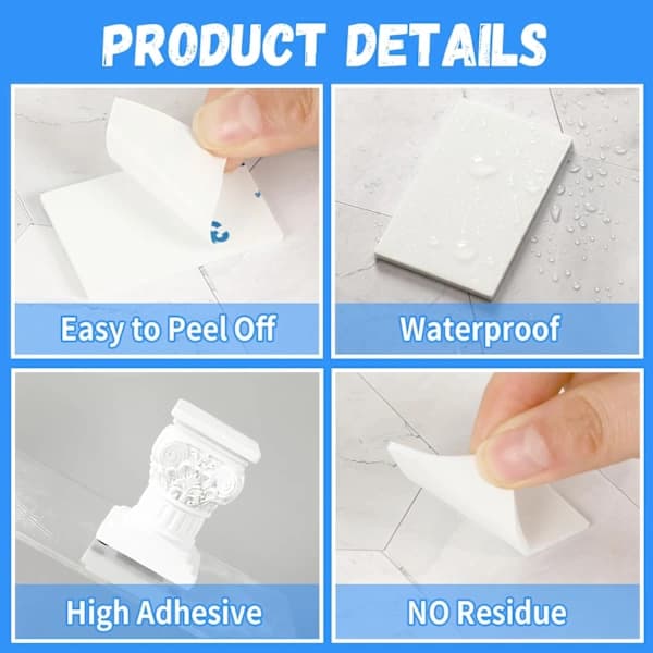 3M Double-Sided Foam Tape Pads, Strong EVA Adhesive for Wall Decals, Posters, and Crafts, 60 Pieces White B White B