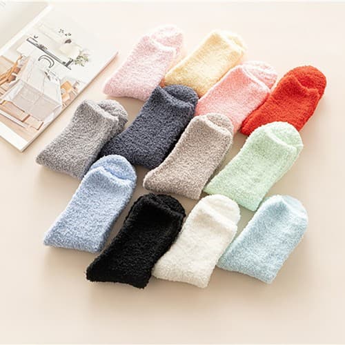 6 par bløde, fluffy damesokker, varme vintersokker mix farve mix farve mix color