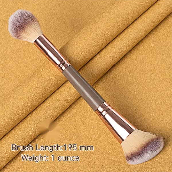 Foundationbørste, dobbeltsidet børste til blanding af flydende pudder, concealer makeup, rougebørste