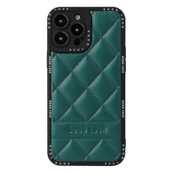 För iPhone 14 Pro PU Läder+PC+TPU Telefonfodral Fullt Skydd Rombtextur Telefonskal_yux