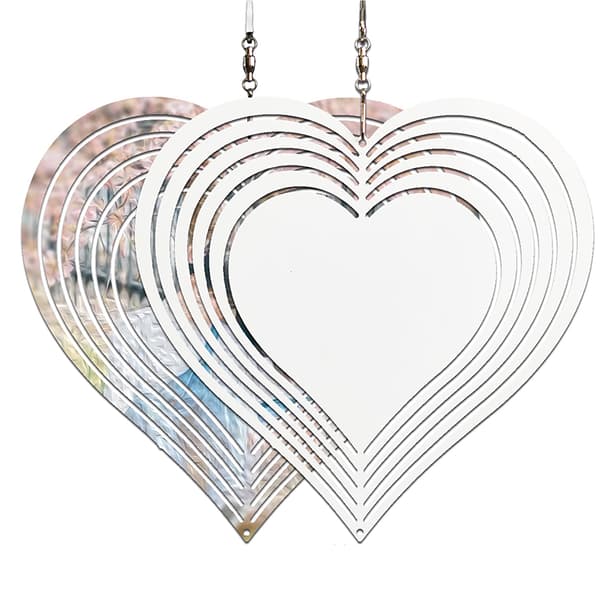 3D Kinetic Wind Chime Heart, 25cm x 25cm, Stainless Steel