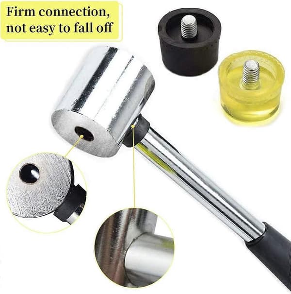 Rubber Mallet, 25mm Nylon Small Rubber Hammer with 2 Extra Hammer Heads