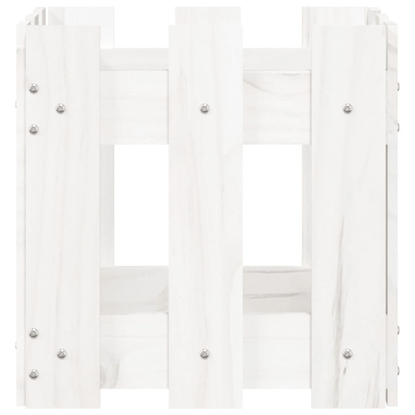 Raised bed with fence design white 30x30x30 cm solid pine