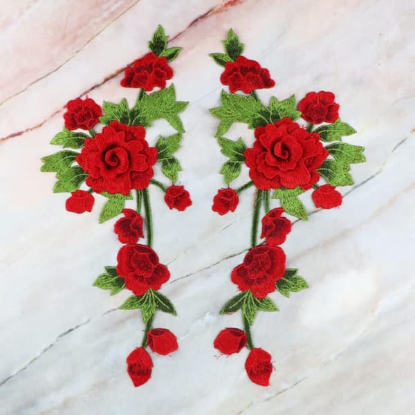 24 stk broderede lapper roser blomster strygejernslapper applikationer
