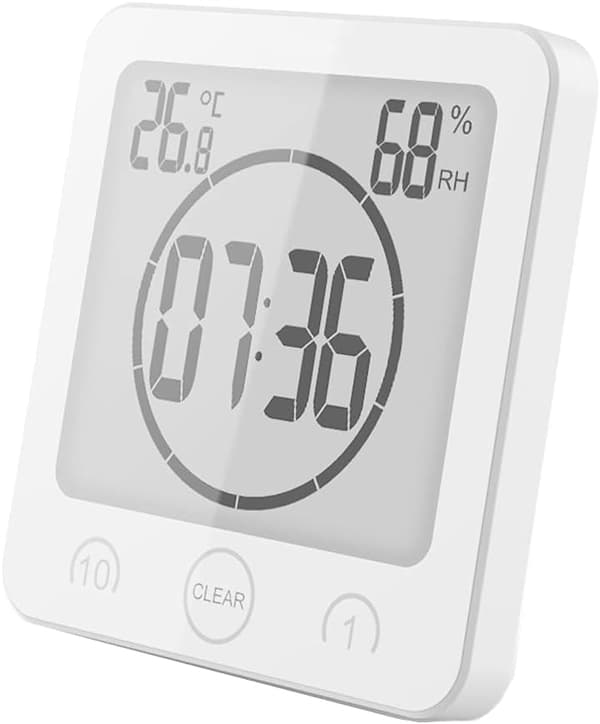 Baderomsklokke, Vanntett Berøringskontroll Dusjklokke, LCD Digital