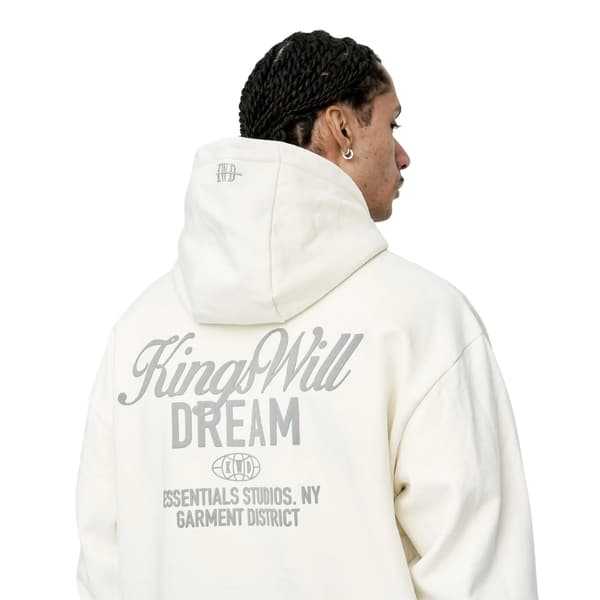 Kings Will Dream Studio Script Hoodie med tryck på ryggen, herr, L, Off White Off White L Off White L