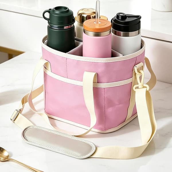 drikkepose lekkasjesikker med 4 rom og sammenleggbar rosa - Rosa
