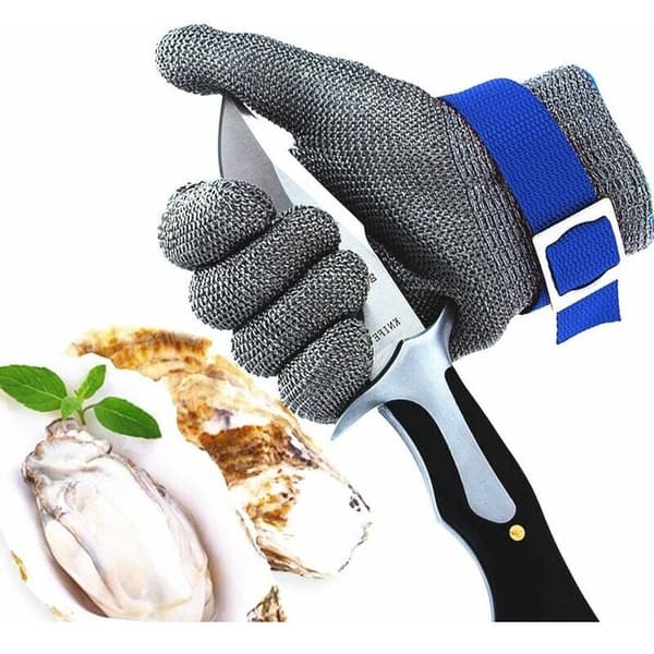 Cut Resistant Butcher Gloves Level 9 - Stainless Steel Mesh with D