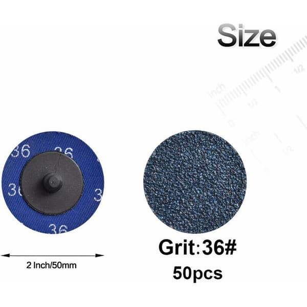 50-pack 2 \" quick change discs with roll lock and zirconium coating for surface treatment (grit 36)