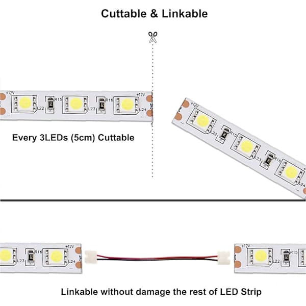 5m 120 LED-lysbånd med fleksibelt hus 3000K (varm hvid) Lav