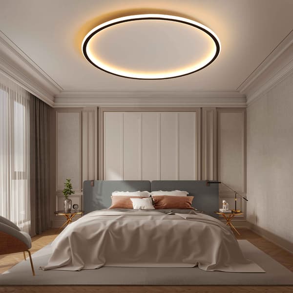 LED Ceiling Light Dimmable with Remote Control, 25W Black LED Ceiling Light Φ40CM 3000K-6000K, Indirect Lighting Ceiling Lamp for Bedroom-FA-
