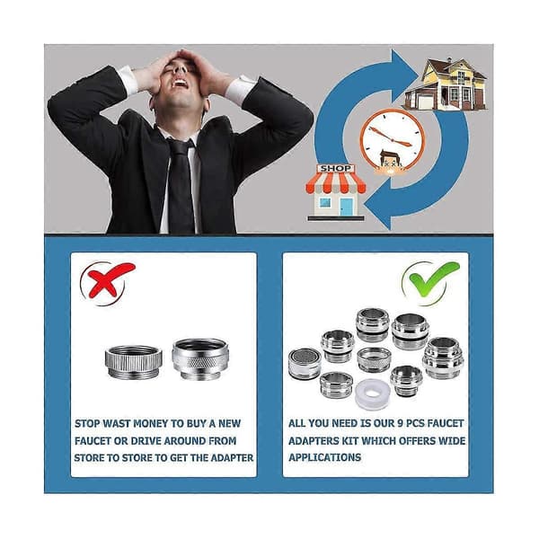 Kranadapterkit Køkken Han Hun Kranadapter Vask Messing Belufter Adapter Slangeadapter Til Co