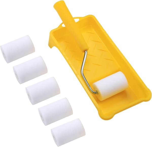 Mini Paint Roller Set - Foam Paint Roller - with Refill - High-Density Foam Rollers *6, Paint Tray and Roller Handle - Small Sponge Paint Roller