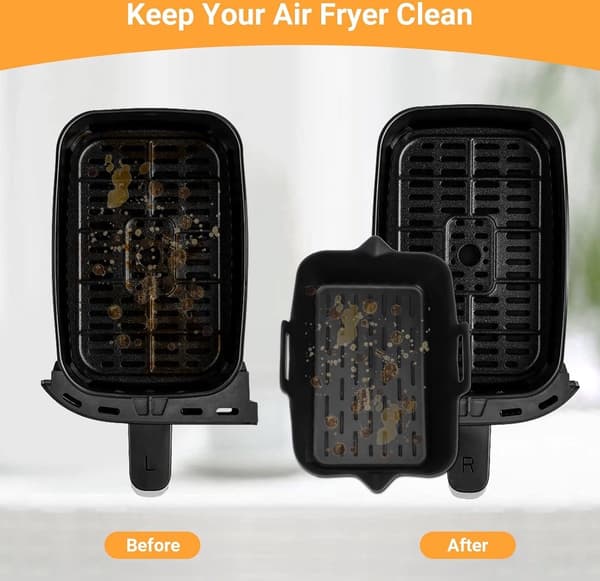 2 Silicone Molds for Airfryer - Airfryer Accessories - BPA-free - Alternative to Baking Paper - Airfryer Molds - Airfryer Inserts - Rectangular ...