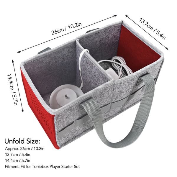 Portable Storage Bag Extra Space Felt Fabric Case for Toniebox Player Starter Set RedRed