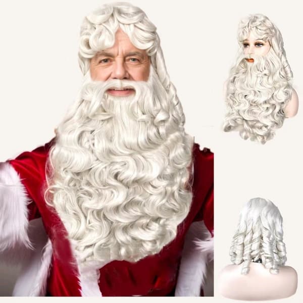 Santa Claus Beard Full Set High White Santa Claus Beard Full Set