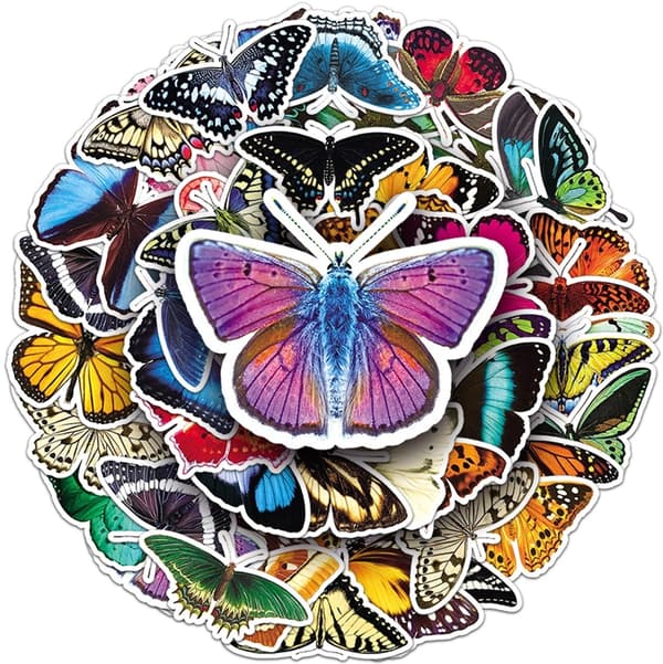 Butterfly Stickers - Laptop Stickers - Self-adhesive - Multicolored - 50 pieces
