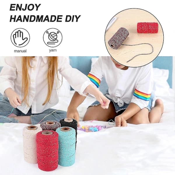 5 st Makramésnöre DIY Hantverkssnöre Spole Garn Rustik Snöre Rep 2 Mm X10