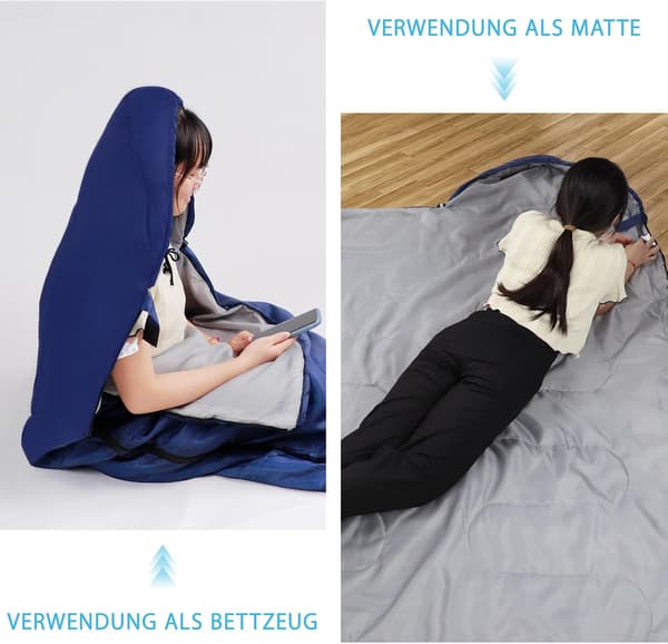 Marineblå - Vandtæt rektangulær sovepose med kompressionspose, letvægt, til camping, vandring, udendørsaktiviteter