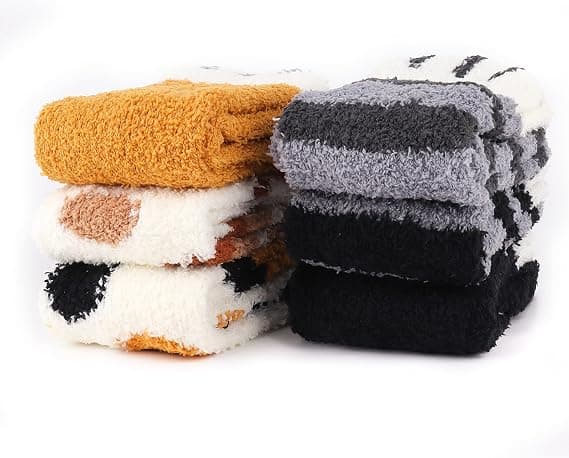 Varmestrømper for kvinner, kattestrømper, kattepoter, termisk fleece, vinter