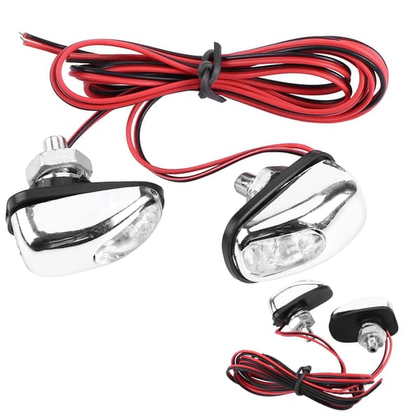 Pair Car LED Light Wiper Hood Windshield Water Spray Nozzle Washer Lamp 12V