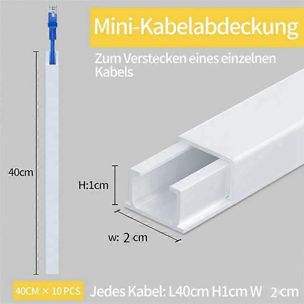 4M Electrical Cable Duct, On-Wall Cable Hider for a Single Cord, Paintable PVC Cable Duct, Cable Tr