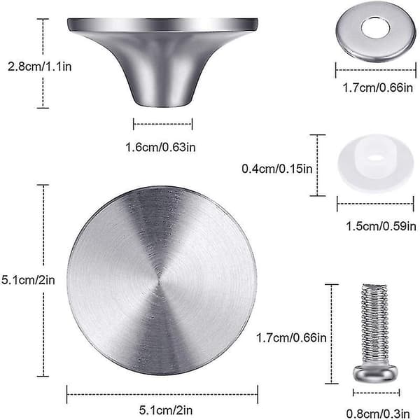 4 Set Dutch Oven Knobs in Stainless Steel Replacement Knob Pot Lid Handle For Le Creuset, Aldi, Lodge Silver Silver