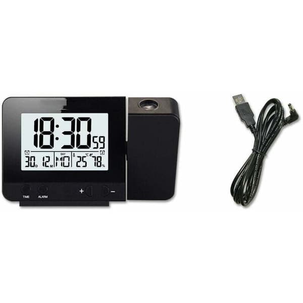 Projection Alarm Clock for Ceiling, Digital Alarm Clock with Indoor Temperature Projection 180°