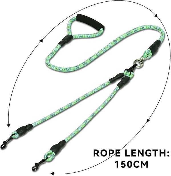 Dobbel hundebånd, to hundebånd, avtakbart anti-tangle-beskyttelse (rosa)