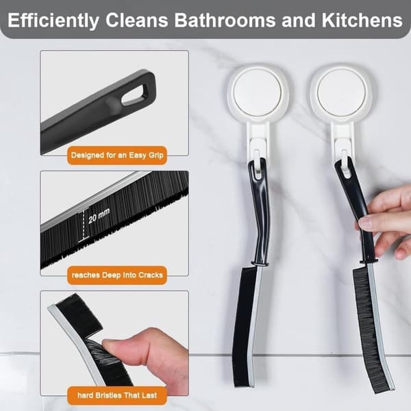 Tile Grout Cleaning Brush, Corner Brush for Kitchen and Bathroom, Black, 5 Pieces