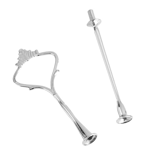 Multilayer Cake Stand Handle Fruit Plate Fittings Holder (2-layer Crown Silver)