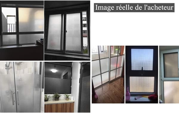 Electrostatic Window Film Anti UV Anti Glare Grid Pattern Window Sticker for Office Bedroom Kitchen Bathroom (45 x 200cm)
