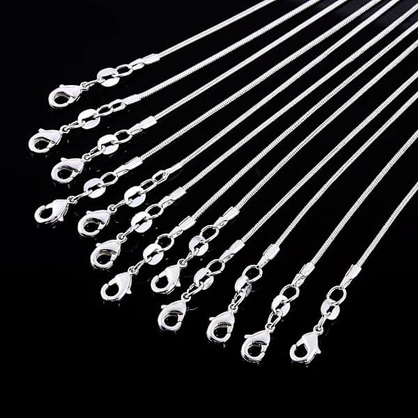 12 Pieces Silver Plated 1.2mm Snake Chains: 18 Inch Long Chains With Lobster Clasp For Jewelry Making
