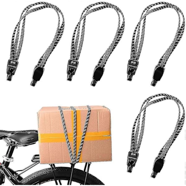 4 stk. elastiske bagagestropper med kroge, 3-i-1 bagageholder, elastisk spænder cykelbagagerem