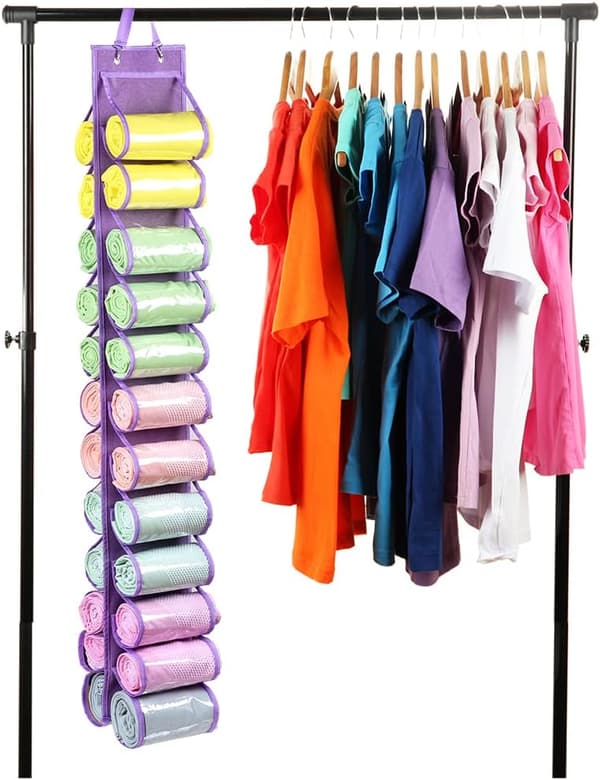 T-shirts opbevaringspose opbevaringsbøjle 24 rum, lilla