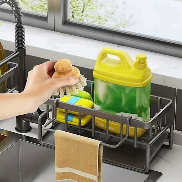 Multifunctional Countertop Draining Storage Rack Heavy Duty Durable Draining Rack for Bathroom Kitchen Grey Grey
