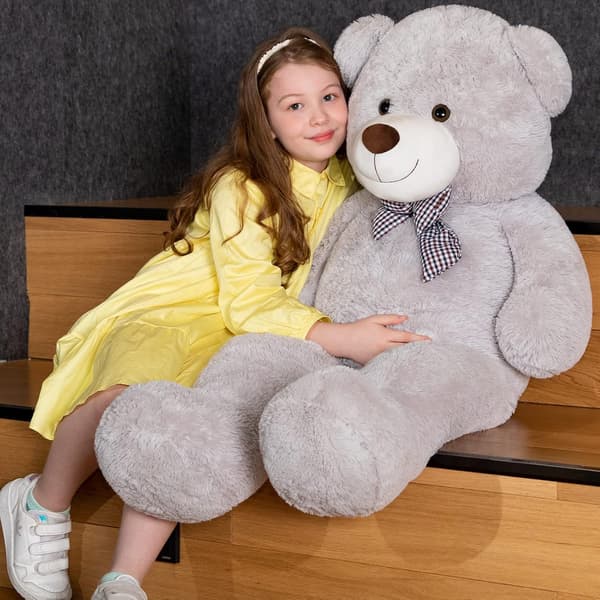 Teddybjørn kosedyr, 100 cm stor bjørnedukke, egnet som gave (grå)