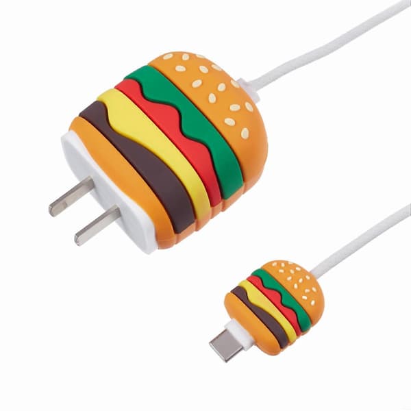 2 stk/sæt Hamburger beskyttelsescover til Apple iPhone 18/20W opladerbeskyttelse + datakabelbesparende cover