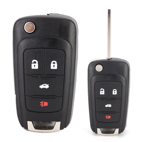Bil 4-knapps sammenleggbart fjernkontrollnøkkeldeksel Svart erstatning passer til CHEVROLET