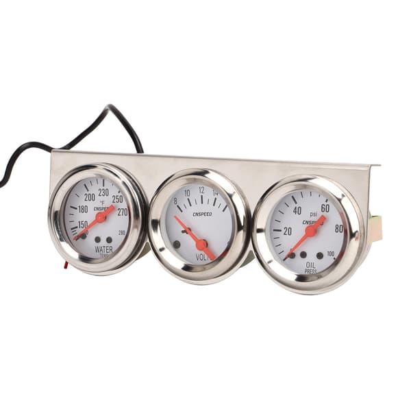 52mm Car Triple Gauge Kit White Dial 12V Oil Pressure Water Temperature Voltmeter Car Meter with Sensor