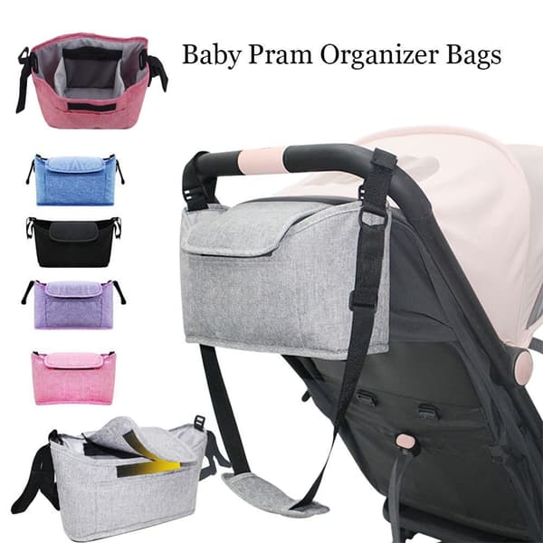 Barnevogns hængepose Baby Organizer Mummy Bag Lysegrå Light Grey