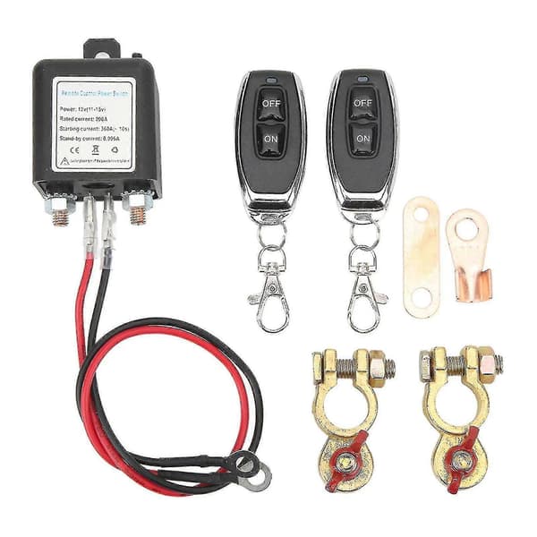 Remote Battery Disconnect, DC 12V Car Cut Off Switch, Anti-Theft, Main Power Switch with Remote Control Copper Terminal for Car (12V200A)-Xi