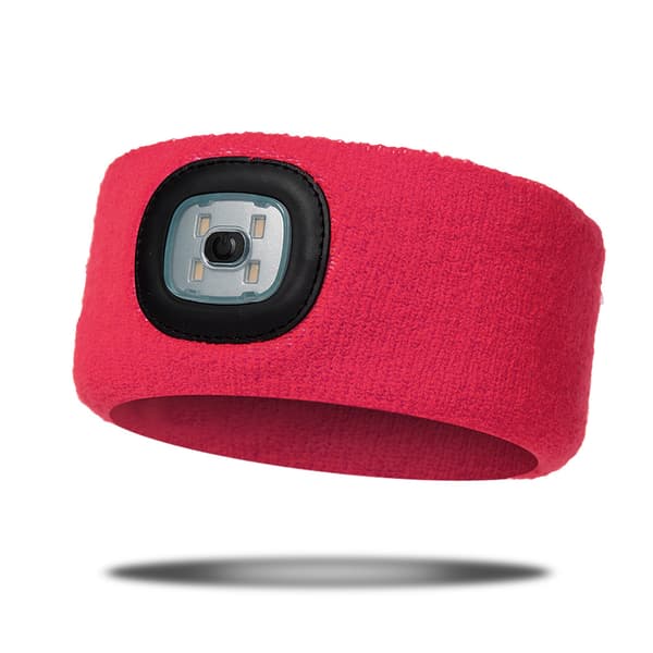 Grått sportpannband, ultra USB-laddningsbart, elastiskt halkfritt svettband