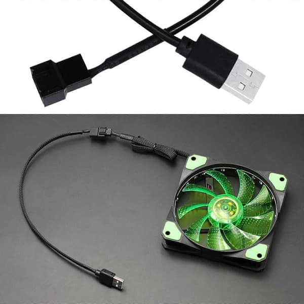 Full Speed 5V Spenningsøkende USB til 4-Pin PC Vifte Ledningsstrømadapterkabel